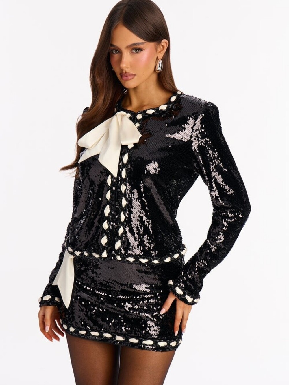 Black Sequin Bow-Accent Mini Set